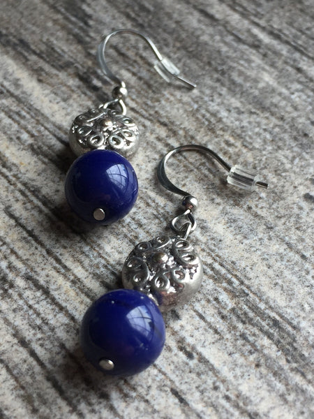 Boucles d’oreilles boule marine navy Earrings Comme un ange