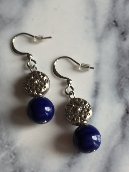 Boucles d’oreilles boule marine navy Earrings Comme un ange