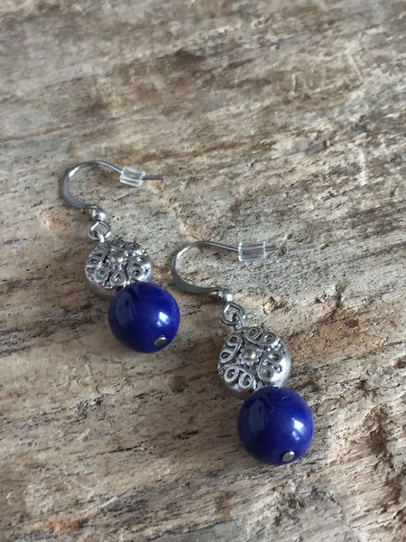Boucles d’oreilles boule marine navy Earrings Comme un ange