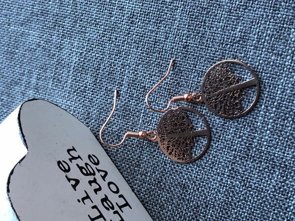 Boucles d’oreilles arbre de vie rose gold Comme un ange