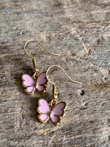 Boucles d’oreilles papillon ros et or Comme un ange