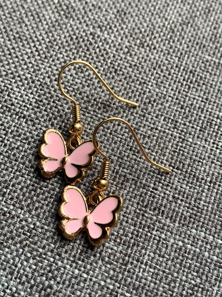 Boucles d’oreilles papillon ros et or Comme un ange
