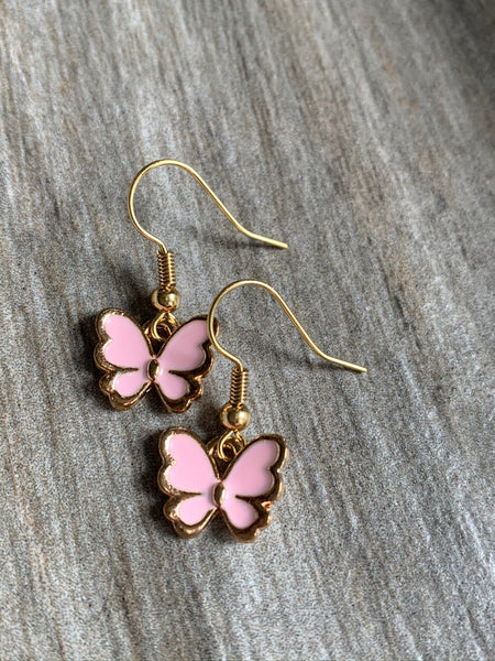 Boucles d’oreilles papillon ros et or Comme un ange