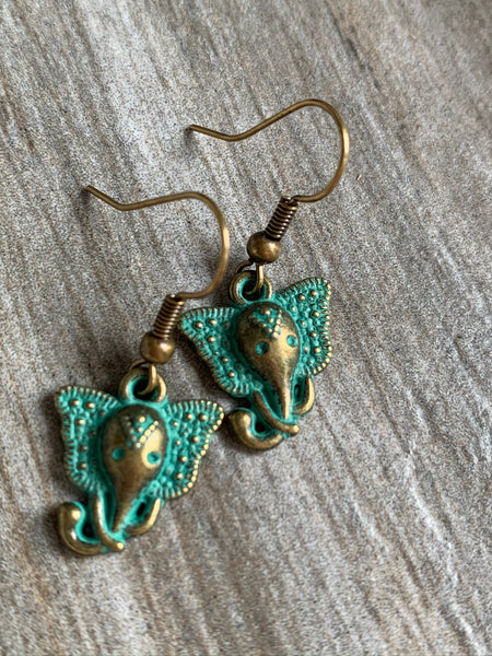 Boucles d’oreilles breloque éléphant bronze Comme un ange