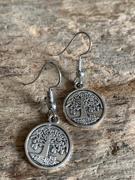 Boucles d’oreilles breloque couleur ton argent arbre de vie Bijoux Arbre de Vie - Symboles de Protection et d'Harmonie Comme un ange