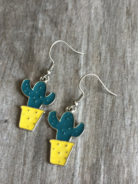 Boucles d’oreilles breloque argent cactus Comme un ange