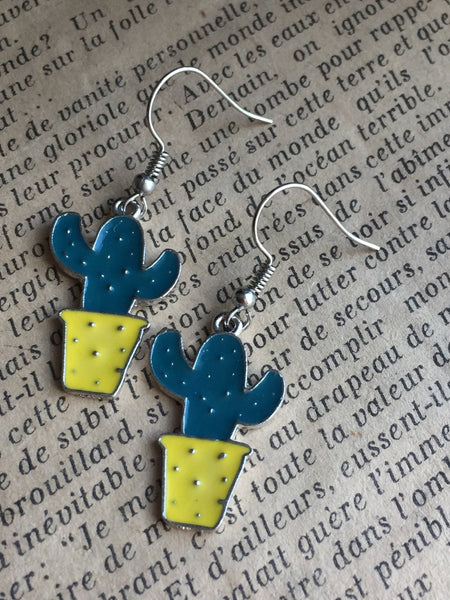 Boucles d’oreilles breloque argent cactus Comme un ange