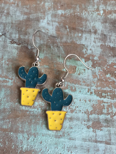 Boucles d’oreilles breloque argent cactus Comme un ange