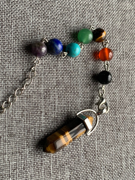 Pendule PIERRE OEIL DE TIGRE BILLE CHAKRAS Bijoux pendule Pendule divinatoire Radiesthésie  lithothérapie Comme un ange