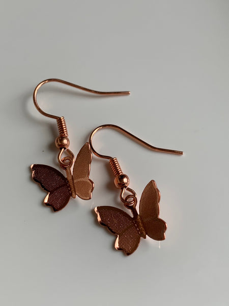 Boucles d’oreilles papillon rose gold Comme un ange