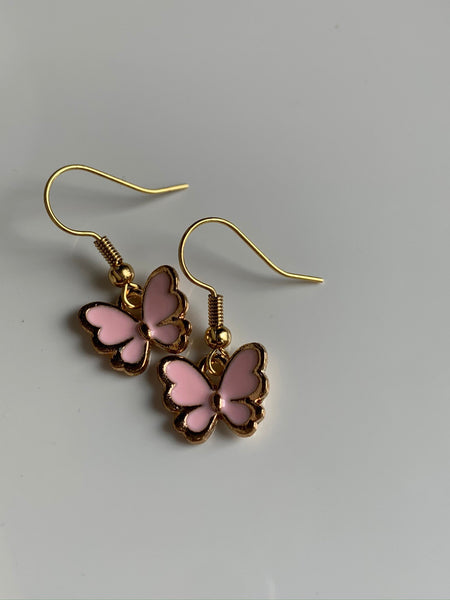 Boucles d’oreilles papillon ros et or Comme un ange