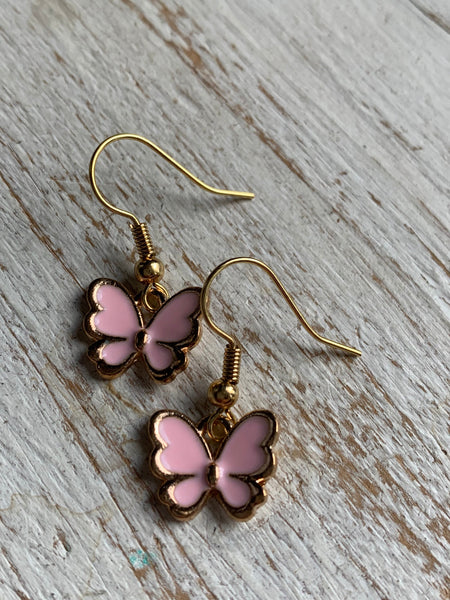 Boucles d’oreilles papillon ros et or Comme un ange
