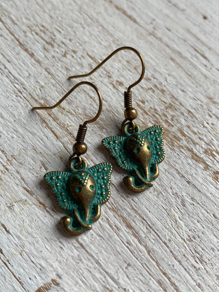 Boucles d’oreilles breloque éléphant bronze Comme un ange