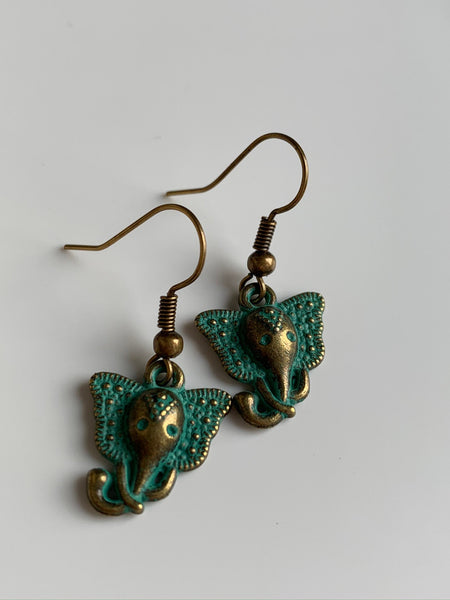 Boucles d’oreilles breloque éléphant bronze Comme un ange