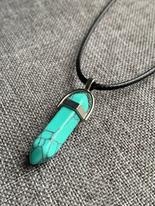 Collier pendule pierre bleu turquoise Comme un ange