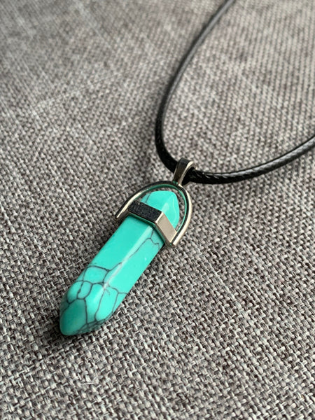 Collier pendule pierre bleu turquoise Comme un ange