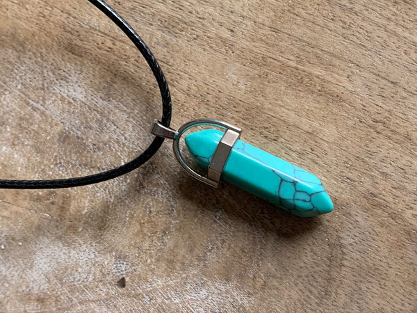 Collier pendule pierre bleu turquoise Comme un ange