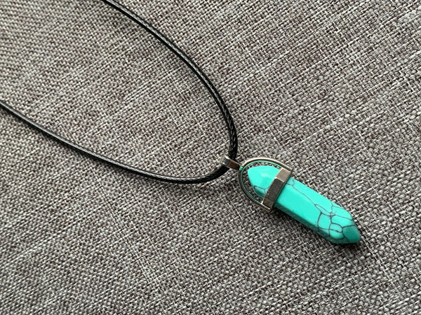 Collier pendule pierre bleu turquoise Comme un ange