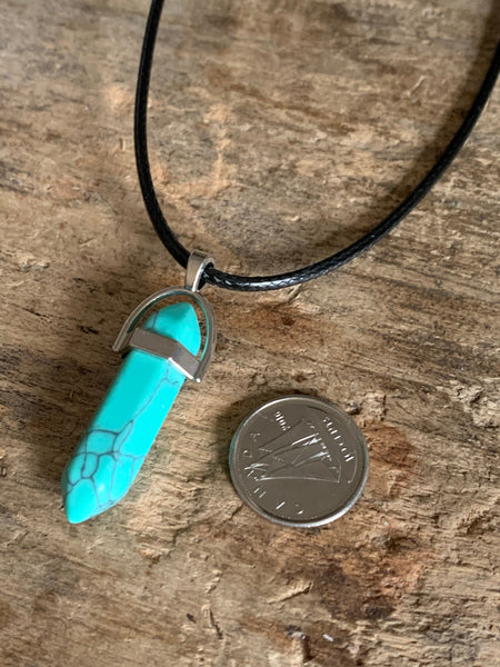 Collier pendule pierre bleu turquoise Comme un ange