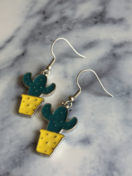 Boucles d’oreilles breloque argent cactus Comme un ange