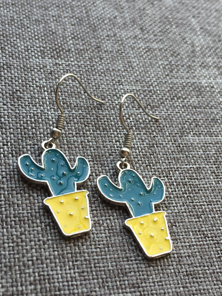 Boucles d’oreilles breloque argent cactus Comme un ange