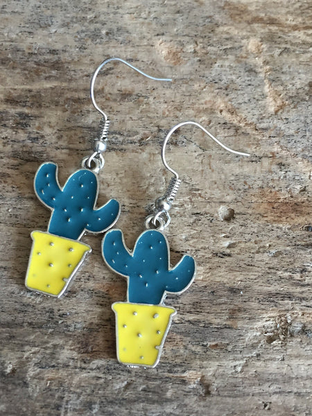 Boucles d’oreilles breloque argent cactus Comme un ange