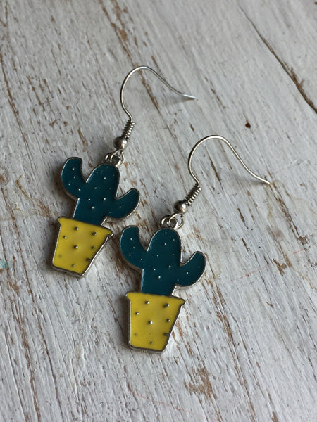 Boucles d’oreilles breloque argent cactus Comme un ange