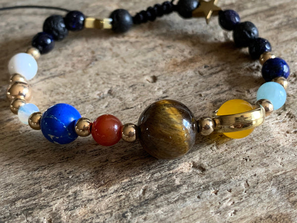 Bracelet ajustable espace et étoiles billes de verre Comme un ange