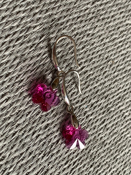 Boucles d’oreilles argent et pierre rose fleur Comme un ange