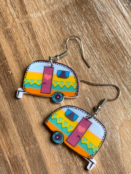 Boucles d’oreilles roulottes camping colorées Comme un ange