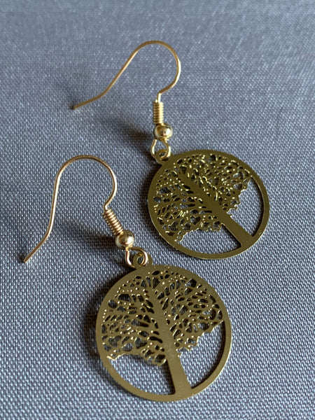 Boucles d’oreilles breloque or arbre de vie Comme un ange
