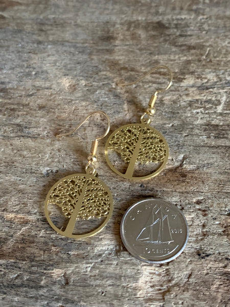 Boucles d’oreilles breloque or arbre de vie Comme un ange