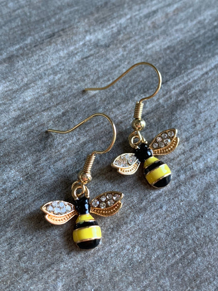 Boucles d’oreilles alliage de métaux or breloque abeille Comme un ange