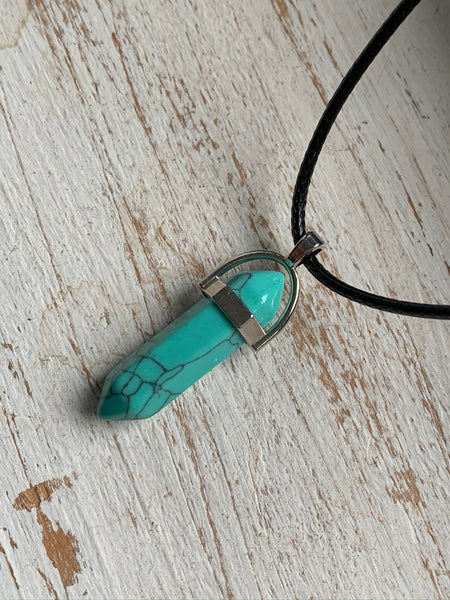 Collier pendule pierre bleu turquoise Comme un ange