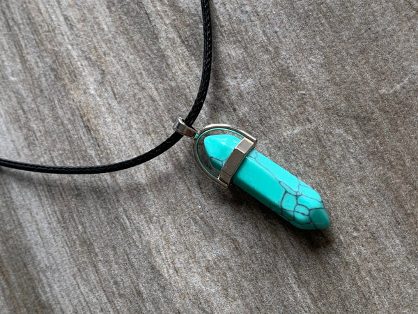 Collier pendule pierre bleu turquoise Comme un ange