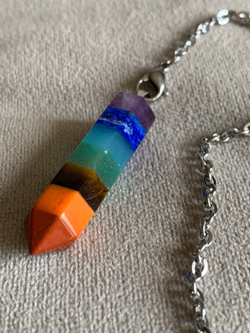 Pendule breloque chackras arc-en-ciel pendulum mystique Comme un ange