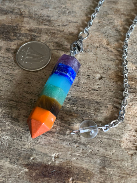 Pendule breloque chackras arc-en-ciel pendulum mystique Comme un ange
