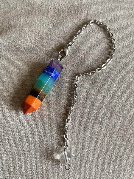 Pendule breloque chackras arc-en-ciel pendulum mystique Comme un ange