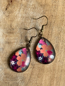 Boucles d’oreilles breloque de verre fleurs Comme un ange