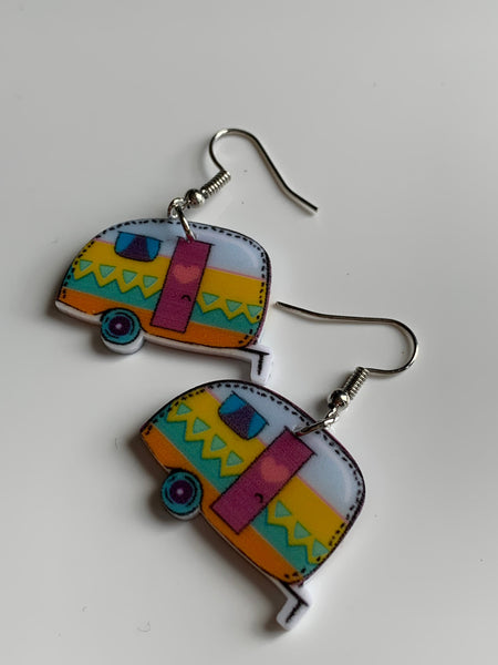 Boucles d’oreilles roulottes camping colorées Comme un ange