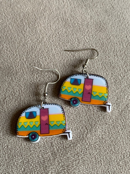 Boucles d’oreilles roulottes camping colorées Comme un ange