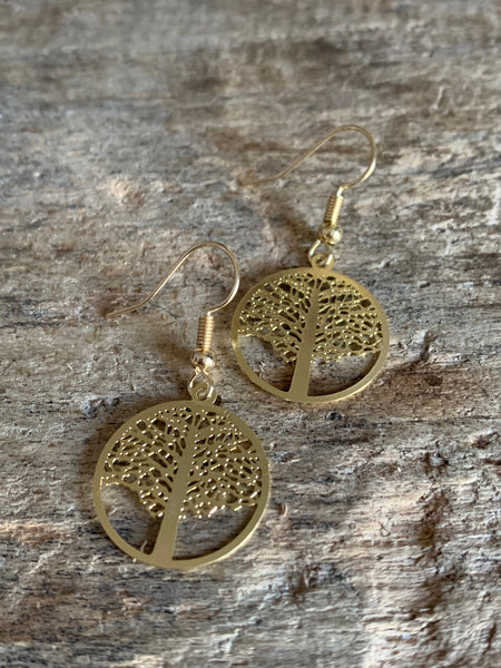 Boucles d’oreilles breloque or arbre de vie Comme un ange