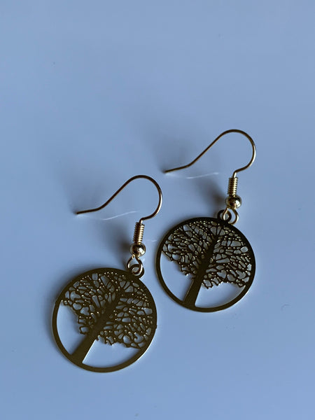 Boucles d’oreilles breloque or arbre de vie Comme un ange
