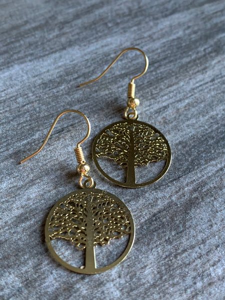 Boucles d’oreilles breloque or arbre de vie Comme un ange