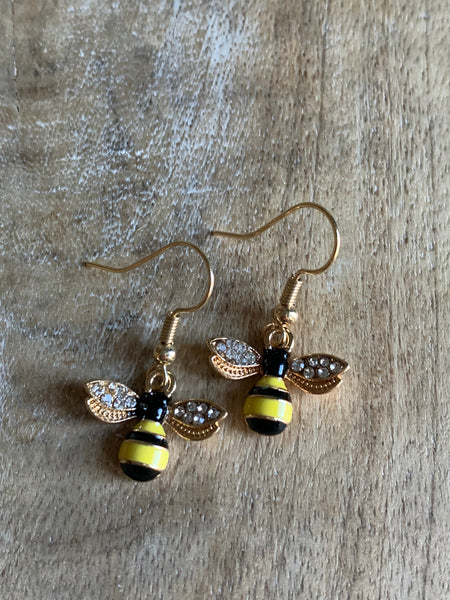 Boucles d’oreilles alliage de métaux or breloque abeille Comme un ange
