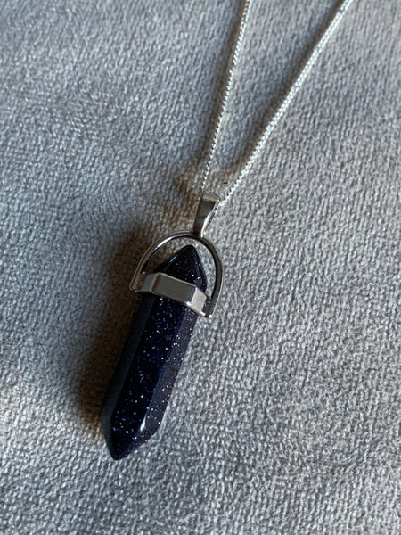 Collier pendule pierre noire sur chaîne délicate argent Comme un ange