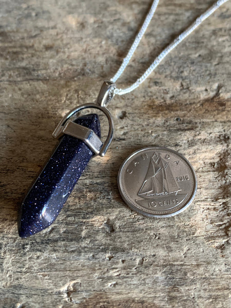 Collier pendule pierre noire sur chaîne délicate argent Comme un ange