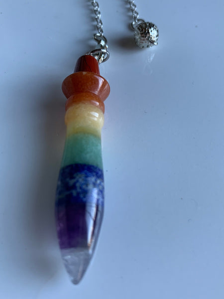 Pendule pierre chackras arc-en-ciel chackras pendulum mystique Comme un ange