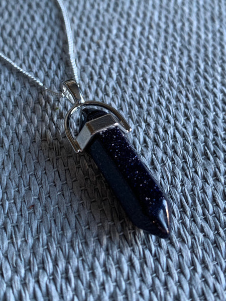 Collier pendule pierre noire sur chaîne délicate argent Comme un ange