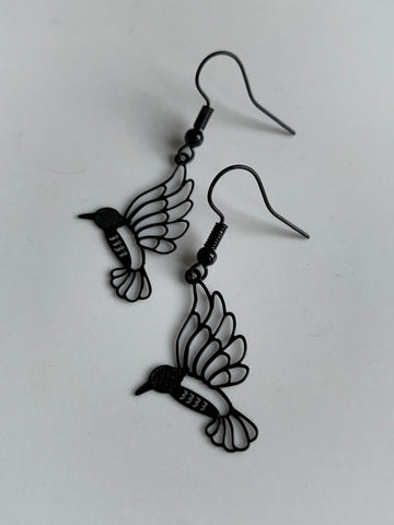 Boucles d’oreilles breloque alliage de métaux noir colibri Comme un ange